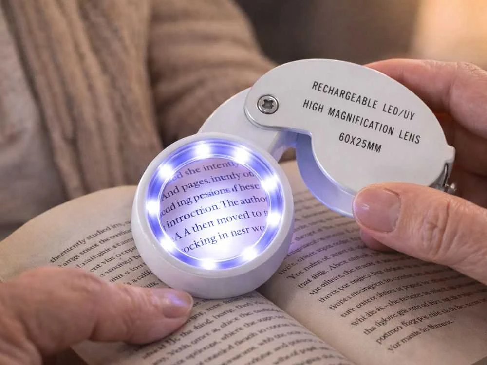 Led uv juvelyrinis didinamasis stiklas, sulankstomas, įkraunamas per usb, skirtas skaitymui
