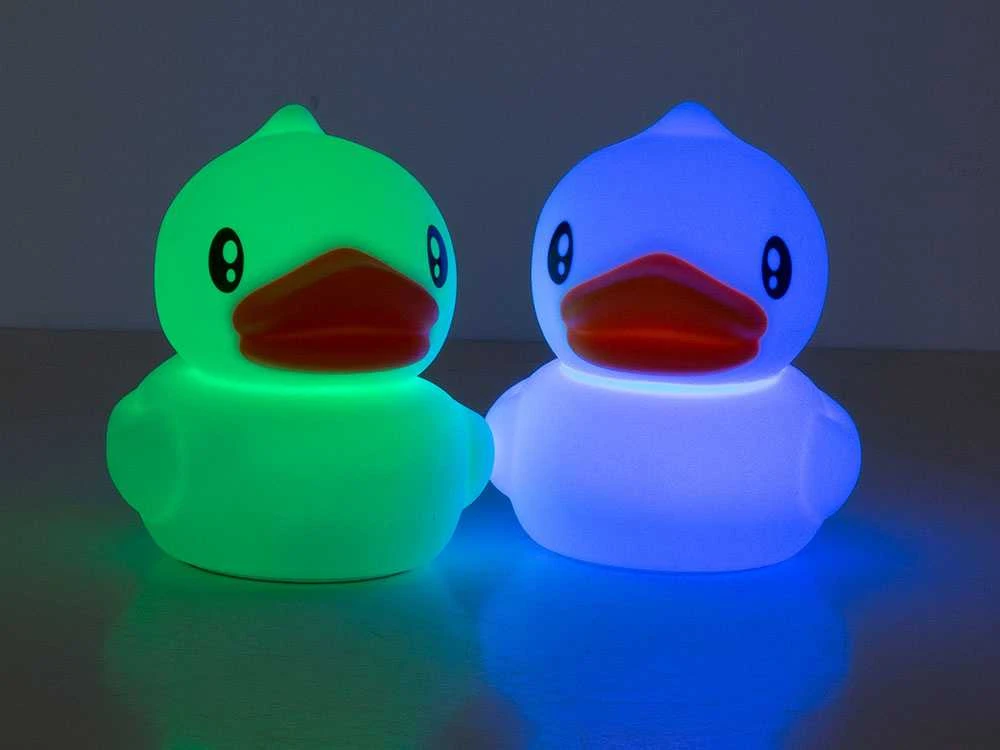 Vaikiška LED naktinė lempa antis su RGB ir USB įkrovimu