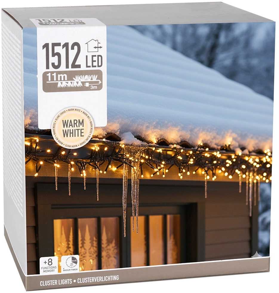 Ledinys LED Kalėdinės šviesos 1512 LED 11 m Šiltas baltas apšvietimas