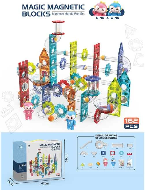 Magnetiniai konstravimo blokai - Takeliai - 162 elementų rinkinys