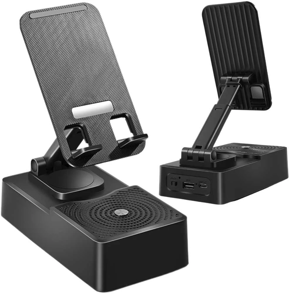 Telefono laikiklis su bluetooth garsiakalbiu, 5W, juodas