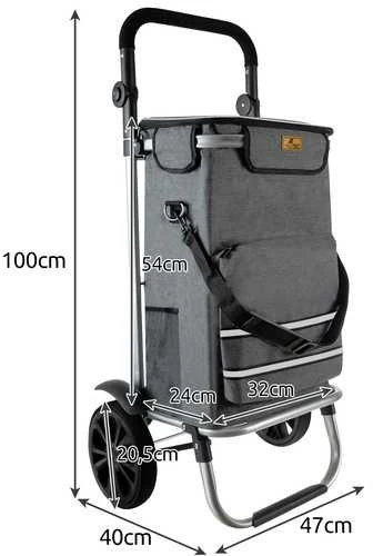 Malatec Sulankstomas Prekybos Vežimėlis - 40L Talpa, Dideliais Ratukais