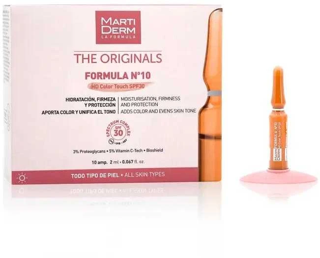 MartiDerm FORMULA Nº10 HD Color Touch SPF 30 veido ampulės, 30 x 2 ml