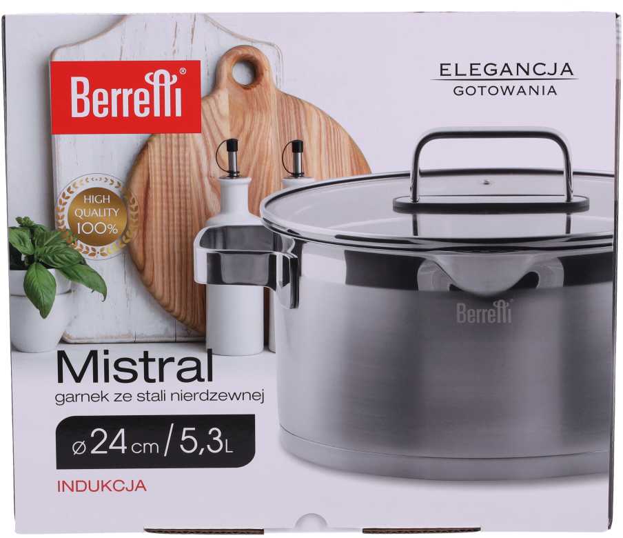 „Matral Berretti“ nerūdijančio plieno puodas su nerūdijančio plieno puodu, 24 cm