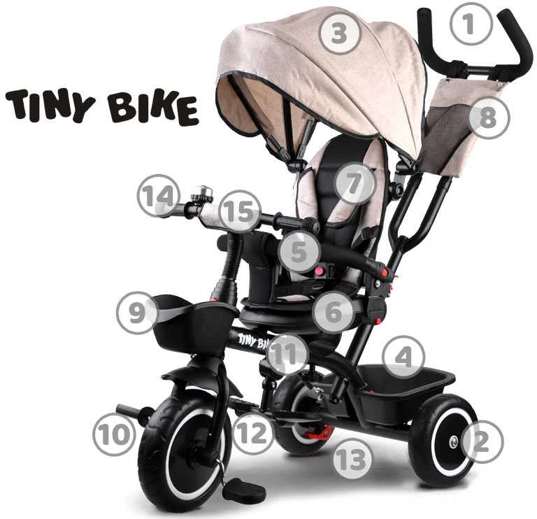 Tiny Bike Mažas dviratis 3in1 triratis su skydelio