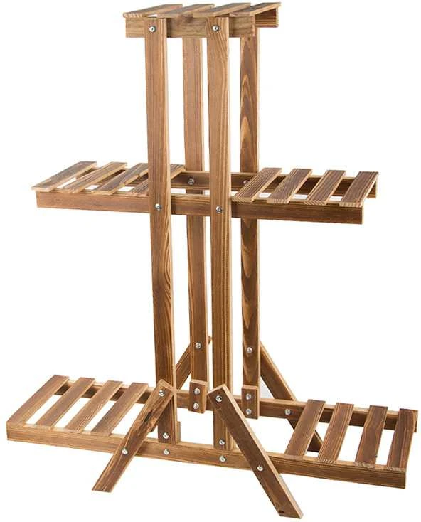 Medinis trijų lygių gėlių stovas 98 cm