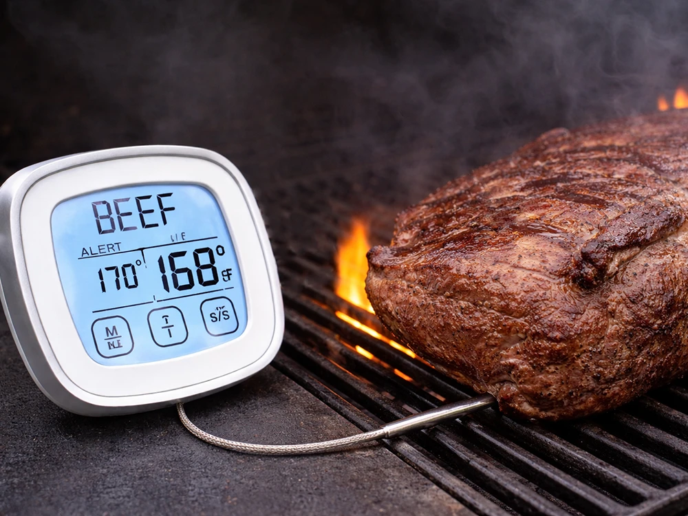 Mėsos termometras su zondu, virtuvinis, jutiklinis, skaitmeninis, skirtas kepimui, su lcd ekranu