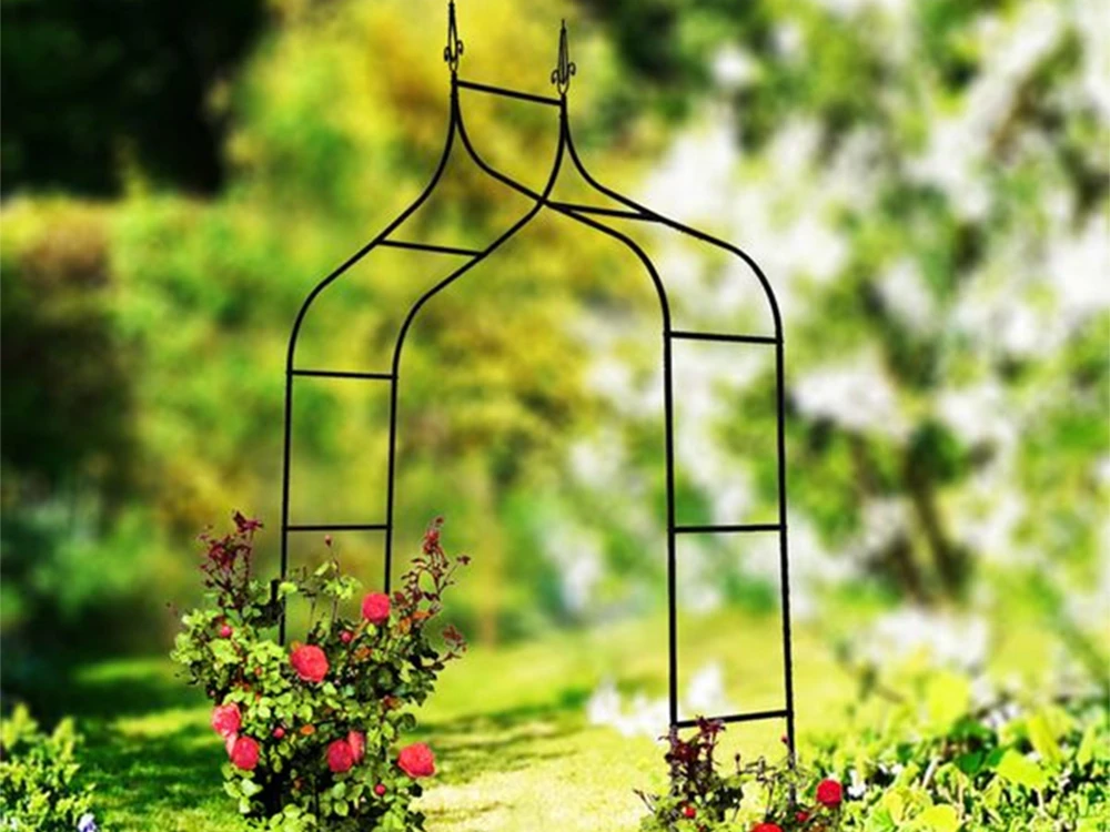 Metalinė pergola gėlėms ir vijokliniams augalams