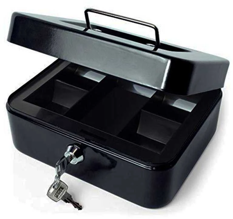 Metal money box safe key documents