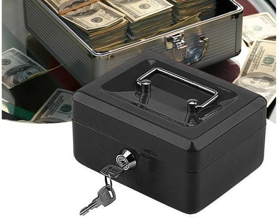 Metal money box safe key documents