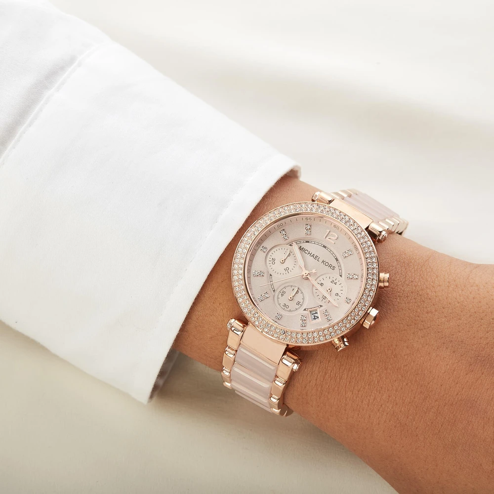 Moteriškas laikrodis Michael Kors Parker, rožinio aukso spalvos