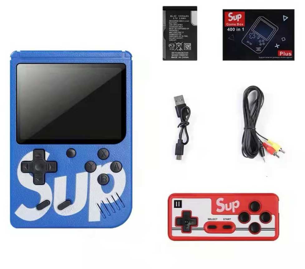 „Mini Portable Console SP 400“ retro žaidimų konsolė - mėlyna (dviem žaidėjams)