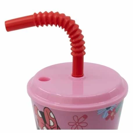 STOR Minnie Mouse puodelis su šiaudeliu, 430 ml