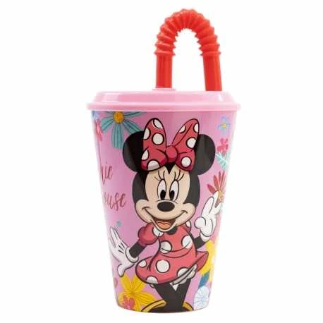 STOR Minnie Mouse puodelis su šiaudeliu, 430 ml