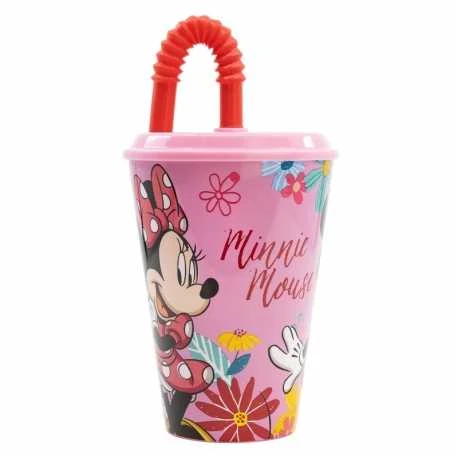 STOR Minnie Mouse puodelis su šiaudeliu, 430 ml