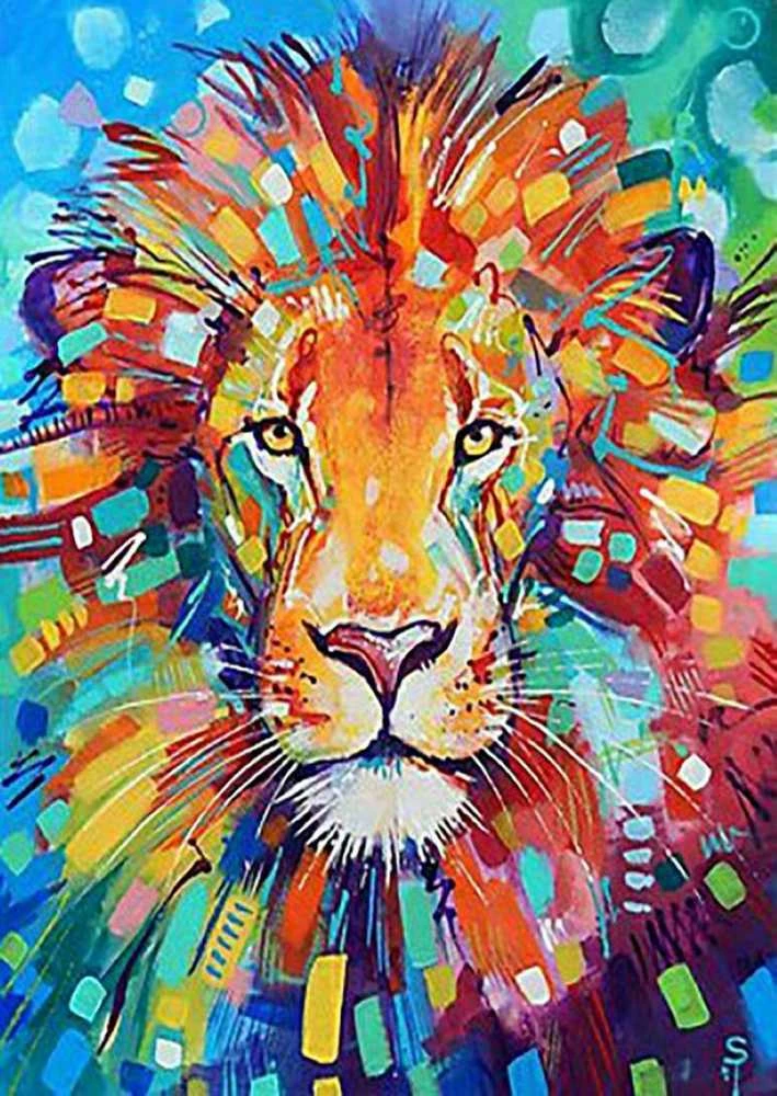 Mozaika Diamentinė 5D - Spalvingas Liūtas 40x50 cm