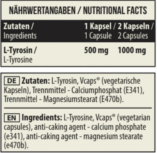 MST L-Tyrosinas 500mg 90 Kapsulių