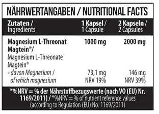 MST Magnio L-Treonatas Magtein® 1000mg 60 Kapsulių