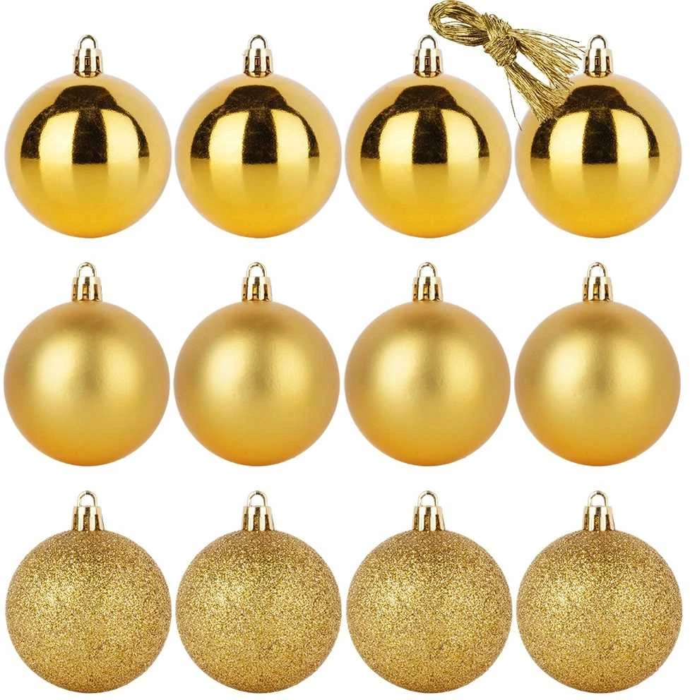 Christmas Decoration Neišardomos Kalėdinės Burbuliukai 12 vnt 6 cm Auksiniai