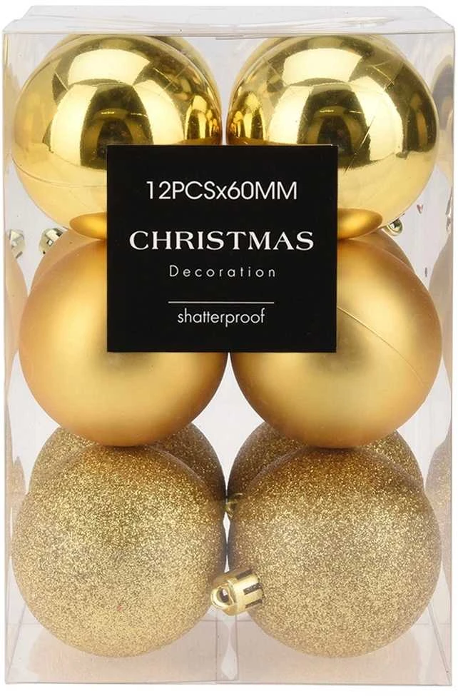 Christmas Decoration Neišardomos Kalėdinės Burbuliukai 12 vnt 6 cm Auksiniai