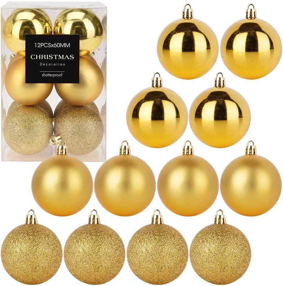 Christmas Decoration Neišardomos Kalėdinės Burbuliukai 12 vnt 6 cm Auksiniai