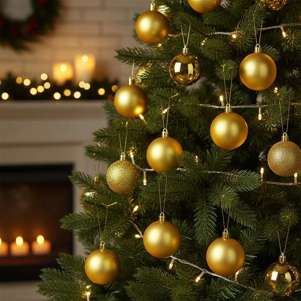 Christmas Decoration Neišardomos Kalėdinės Burbuliukai 12 vnt 6 cm Auksiniai