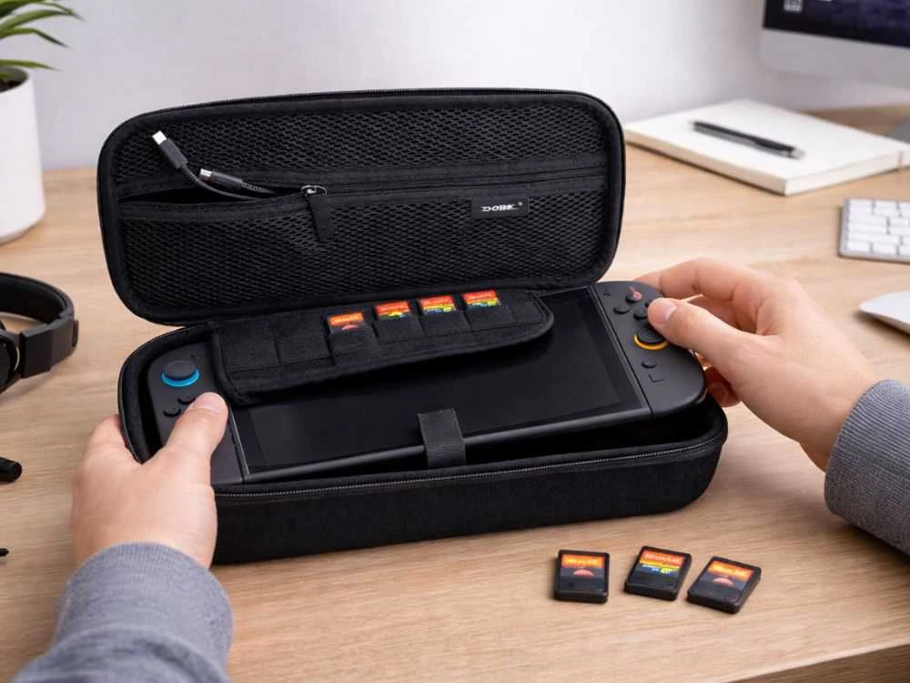 Nintendo switch 2 konsolės dėklas apsauginis dėklas su rankena, juodas