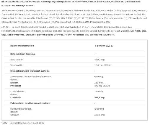 Olimp Beta-Alanine Xplode milteliai 250g - Energijos palaikymui