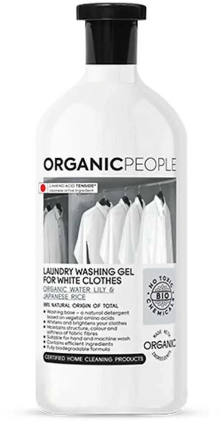 "Organic People Baltas Clothes" Ekologiškas vandens lelijų ir japoniškų ryžių skalbimo gelis 200ml