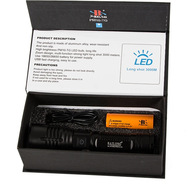 Žibintuvėlis Bailong M1682 su LED CREE PM10-TG