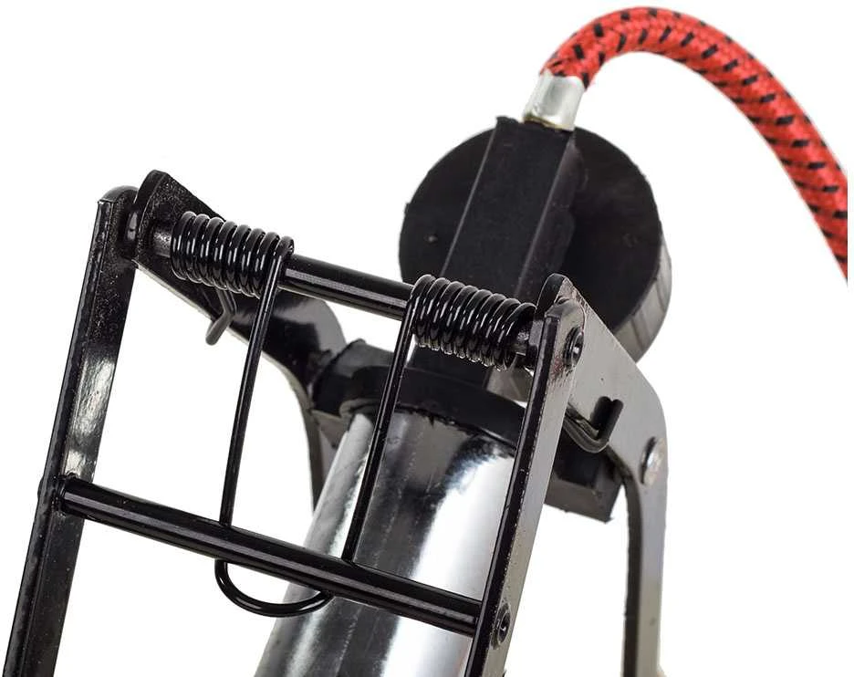 Viencilindrė kojinė pompa su manometru ir antgaliais, 100 PSI