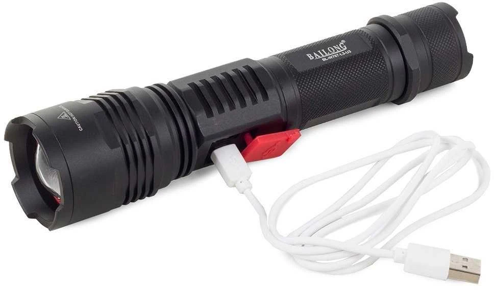 Žibintuvėlis Bailong W767 su CREE XM-L T6 dioda ir USB įkrovimu