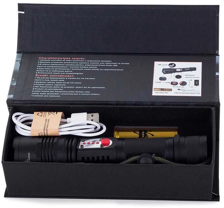 Žibintuvėlis Bailong W767 su CREE XM-L T6 dioda ir USB įkrovimu