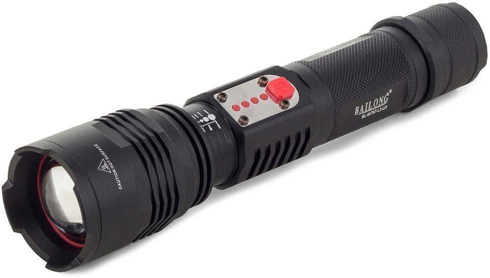 Žibintuvėlis Bailong W767 su CREE XM-L T6 dioda ir USB įkrovimu