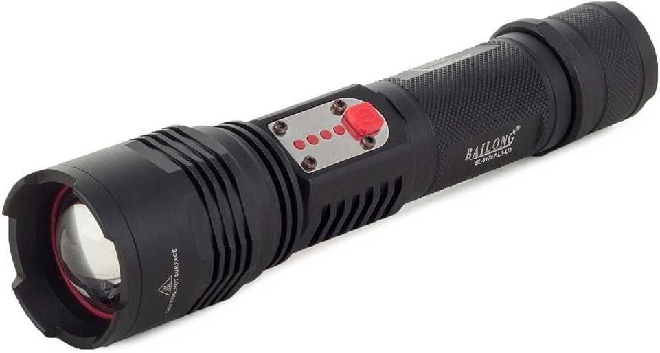 Žibintuvėlis Bailong W767 su CREE XM-L T6 dioda ir USB įkrovimu