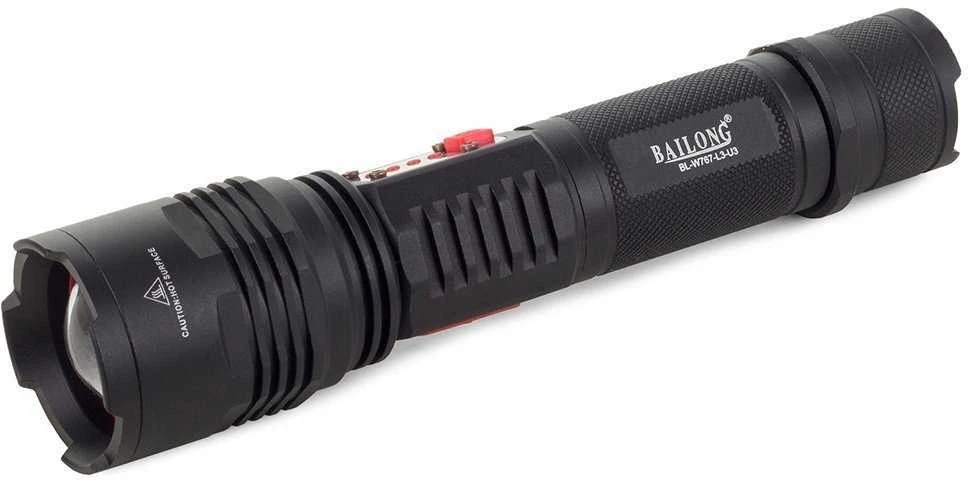 Žibintuvėlis Bailong W767 su CREE XM-L T6 dioda ir USB įkrovimu