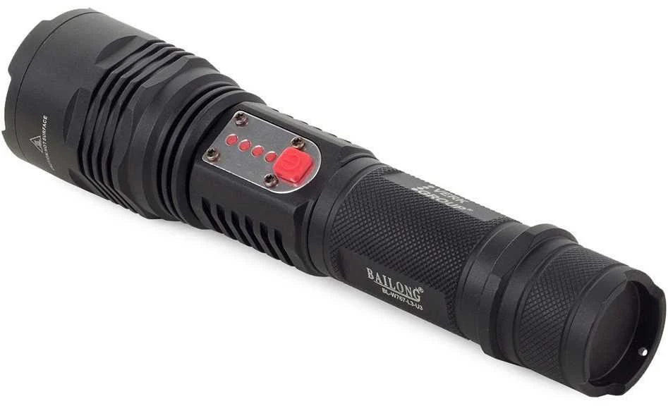 Žibintuvėlis Bailong W767 su CREE XM-L T6 dioda ir USB įkrovimu