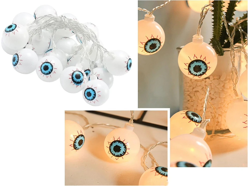 LED girlianda 10 lempučių akys Halloween 195 cm