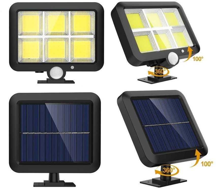 Saulės lempa su judesio ir prieblandos jutikliais, 120 LED