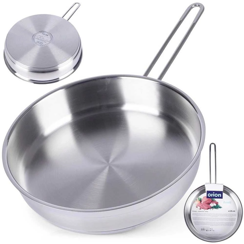 Orion plieninė keptuvė ANETT 26 cm, energiją taupanti, nerūdijančio plieno