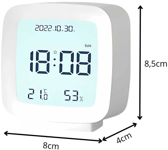 LCD žadintuvas su data ir temperatūra, su atidėjimo funkcija, drėgmės matavimu