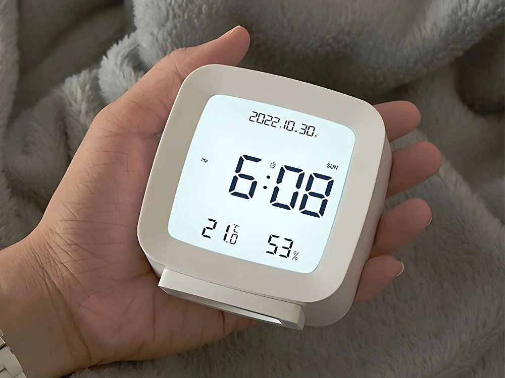 LCD žadintuvas su data ir temperatūra, su atidėjimo funkcija, drėgmės matavimu