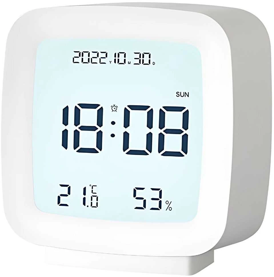 LCD žadintuvas su data ir temperatūra, su atidėjimo funkcija, drėgmės matavimu