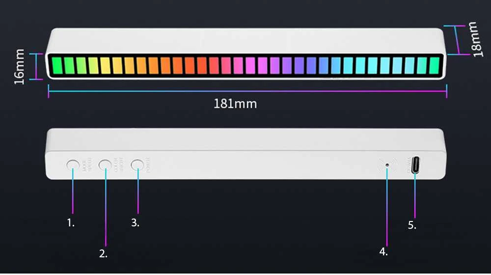 Pakabinamas šviestuvas RGB LED garsų reaguojanti neoninė juosta su baterija