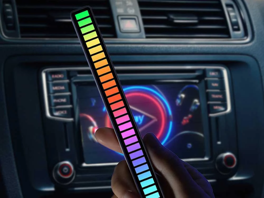Pakabinamas šviestuvas RGB LED garsų reaguojanti neoninė juosta su baterija