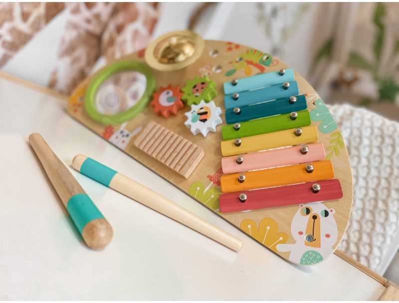 Tooky Toys Paimtas žaislinis daugiafunkcinis instrumentas Muzikinis centras ksilofonas Tarka trębek būgno plokštelė