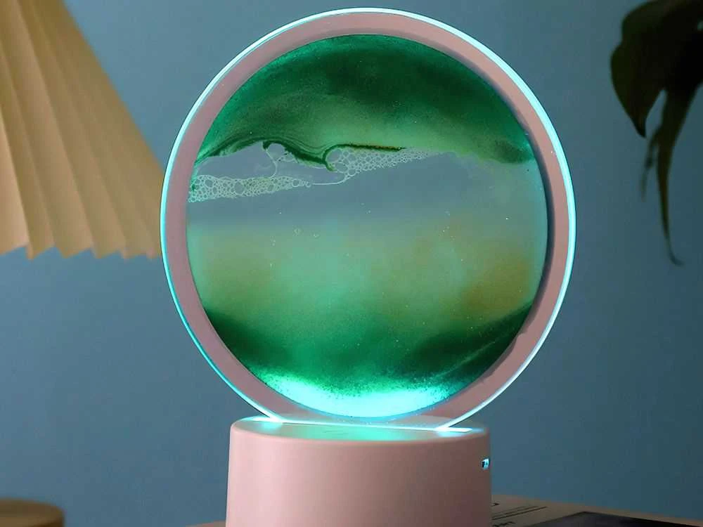 Pakabinamas šviestuvas 3D Smėlio Lempa – Dinaminis Dekoratyvinis Stalo Šviesos Šaltinis su USB LED RGB