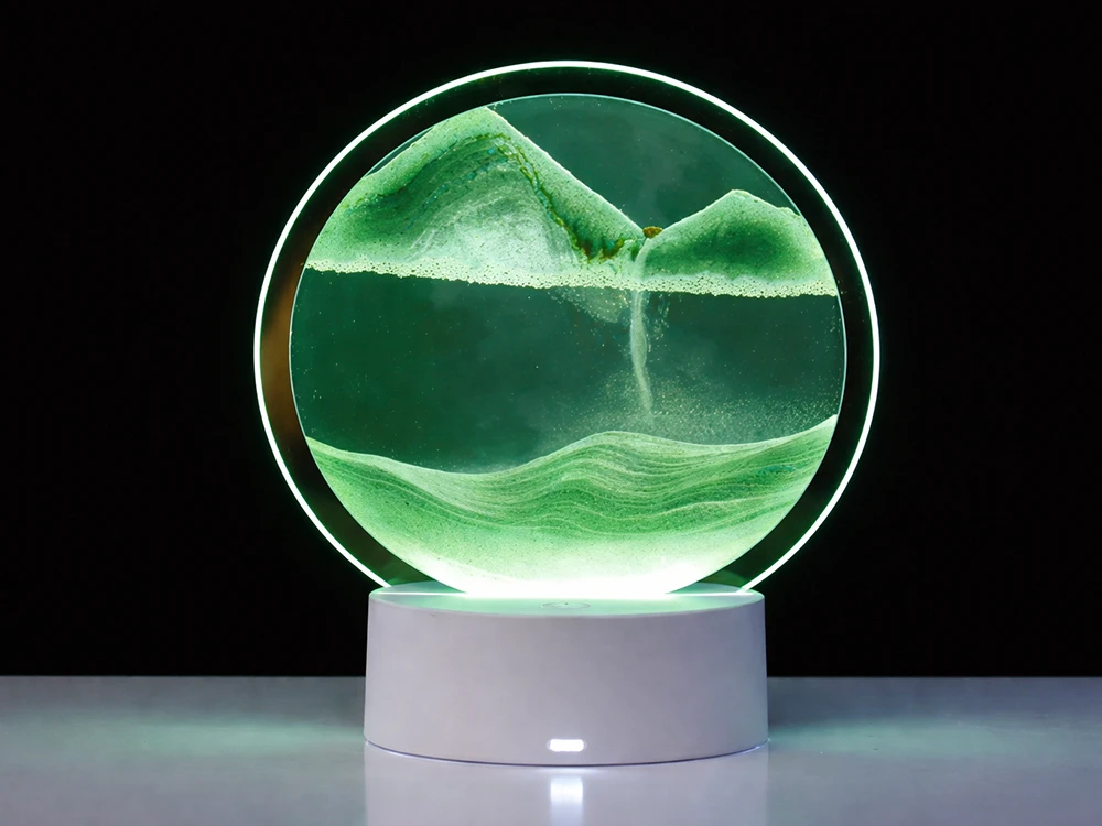 Pakabinamas šviestuvas 3D Smėlio Lempa – Dinaminis Dekoratyvinis Stalo Šviesos Šaltinis su USB LED RGB