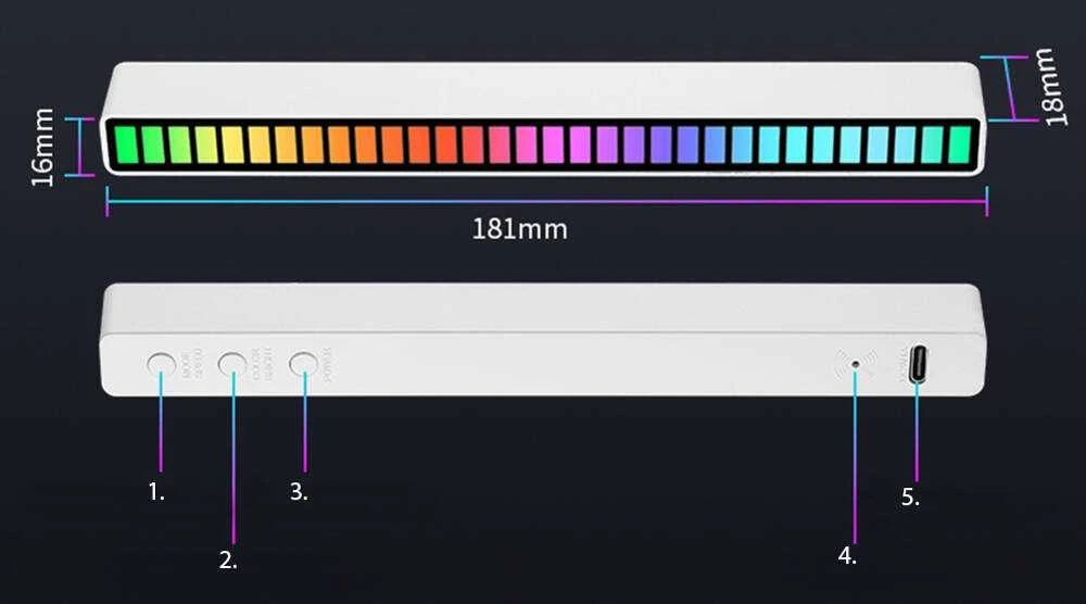Pakabinamas šviestuvas RGB LED Juostos su Garsiniu Atsaku - 18 Modo Multicolor