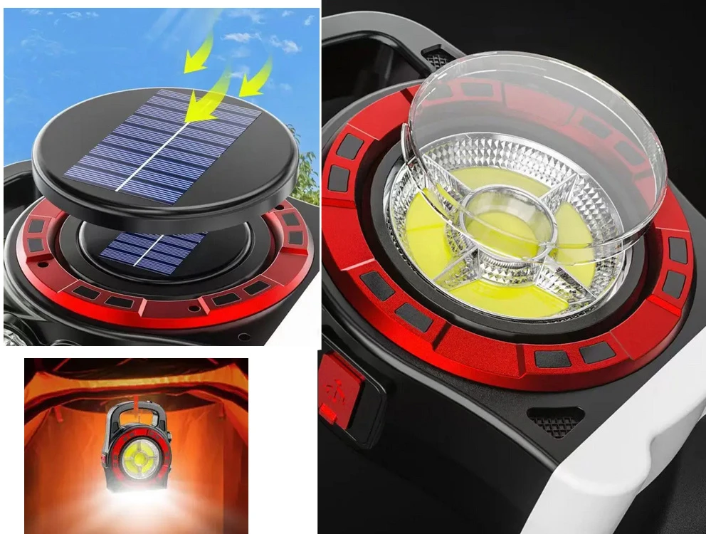Nešiojama saulės lempa su LED ir akumuliatoriumi HB-6678C